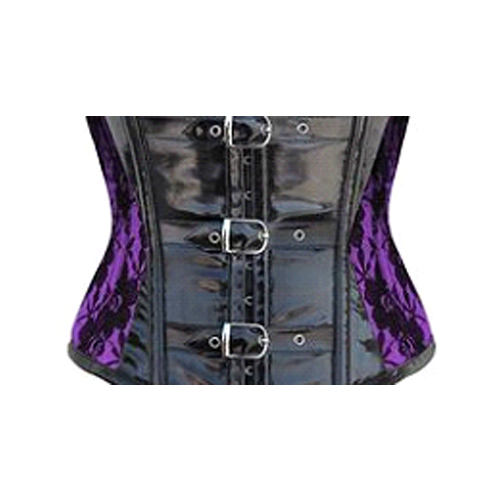 Black PVC Purple Velvet with Buckles